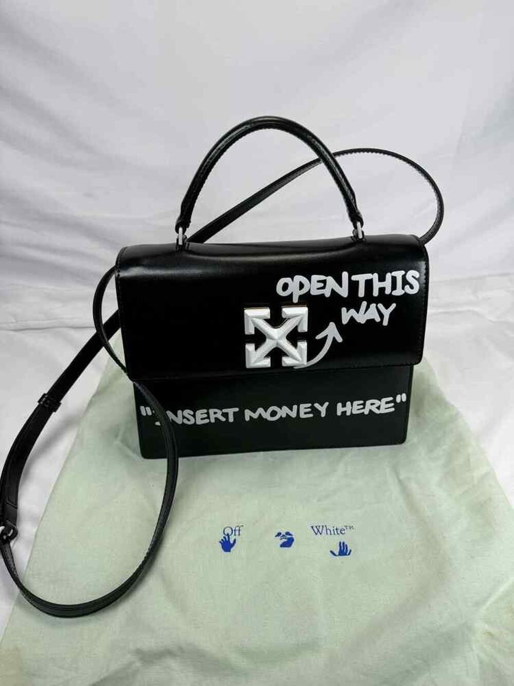 Off White Jitney 1.4 Top Handle Black "Insert Money Here" SPB-TS 346775